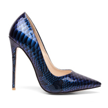 2020 Shiny Snakeskin Patent Leather Dress High Ladies Heels
